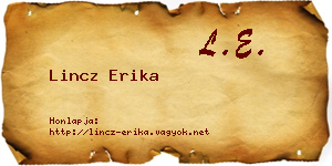 Lincz Erika névjegykártya
